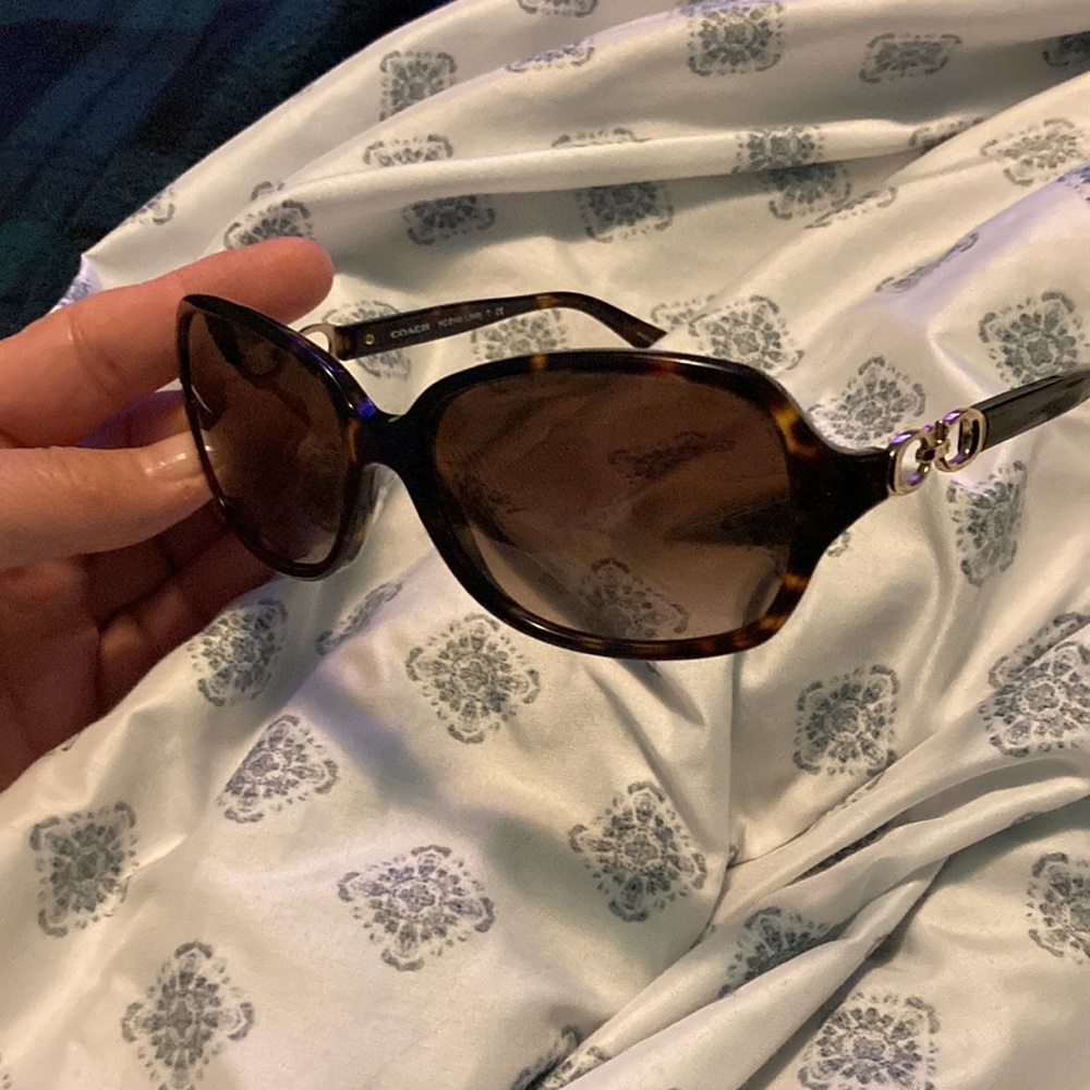 Coach Tortoise sunglasses with gold Cs on arm